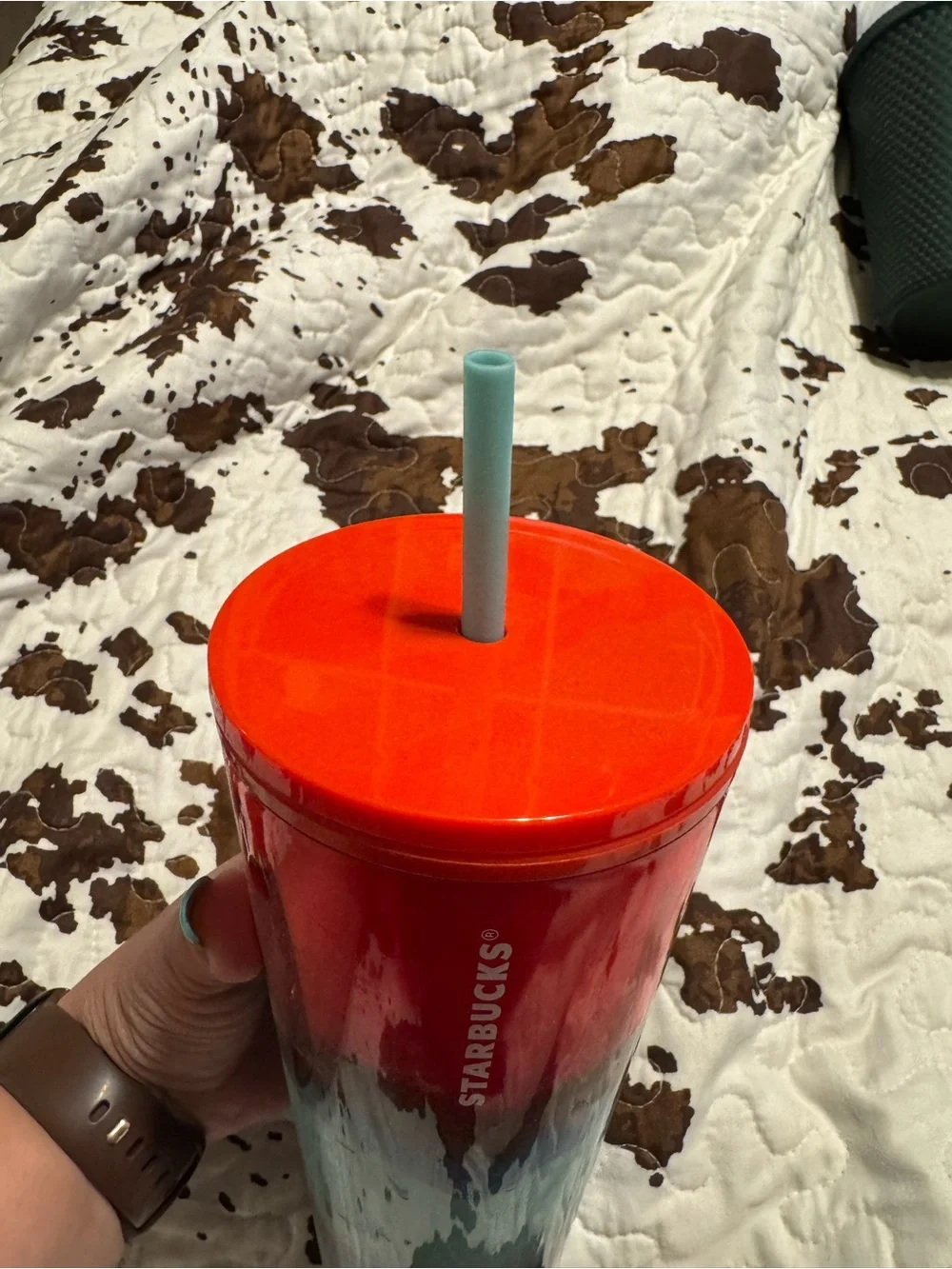 Starbucks Red, Teal and Blue Ombre Reusable Tumbler